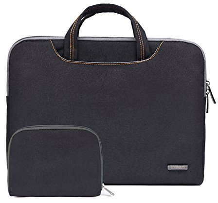 LaoZan portátil hombro bolsa maletín portátil de ordenador portátil Caso Bolsa de transporte para ultrabook netbook con pequeña bolsa 13.3 Negro nylon