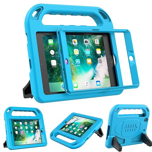 Surom Kids Case for iPad Mini 1/ Mini 2/ Mini 3 7.9 Inch - with Built-in Screen Protector, Light Weight Shock Proof Handle Stand Cover - Blue