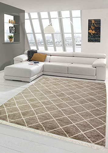 Merinos Orientmatta, kelimdesign med ornament i beige, storlek 120 x 170 cm