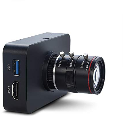 MOKOSE 12MP HDMI Camera 1080P USB HD Streaming Teaching Webcam, Recording 4K@30FPS Industry C/CS-Mount Camera with 6-12mm No Distortion Manual Zoom Lens
