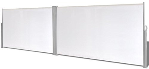 pedkit Utdragbar sidomarkis 160 x 600 cm (H x B) stående markis med sidostolpar sekretessskydd solskydd grädde, med 2 inlägg och 12 skruvar
