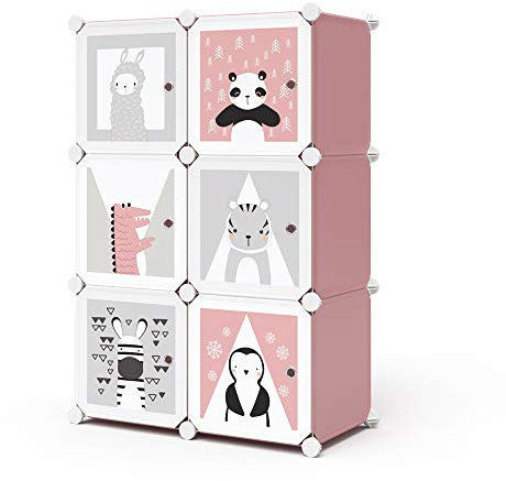 Vicco Kinderregal Andy, Rosa, 145 x 110 cm 6 Fächer (Panda)