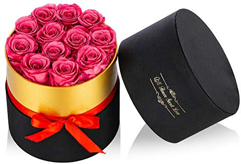 Nuptio Rose Stabilizzate Fiori Veri, 12 Pezzi Fatte a Mano Lunga Durata Infinite - Regalo Perfetto per Festa della Mamma, Compleanno, Matrimonio, Natale (Confezione Regalo Media)