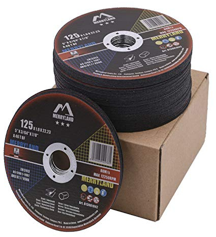 Merryland 50 Stück Trennscheibe 125 X 1,0 Metall Edelstahl Stahl Bravo-Line | 125mm Winkelschleifer, 125 X 1,0 X 22,23 mm Dünn Flexscheibe Gerade, B13081042-50