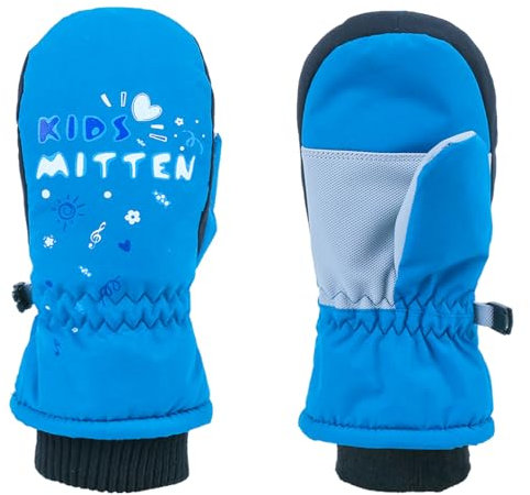 TRIWONDER Fäustlinge für Kinder, atmungsaktiv und Winddicht, Skihandschuhe Thermo Winterhandschuhe für Jungen und Mädchen (Blau, XS (5-7 Jahre alt))
