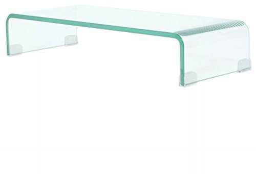 Tidyard Mobile Porta TV in Vetro Temperato Trasparente/Nero/Bianco,Alza Schermo in Vetro Temperato,Porta TV in Vetro Nero,Mobile TV in Vetro,Tavolino Porta TV in Vetro,Rialzo TV in Vetro