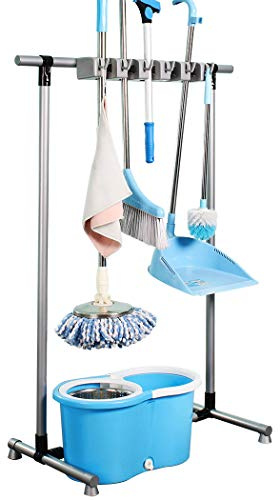 QTJH Broom Mop Holder Floor-Mounted mop Rack Cleaning Tool storage for laundry room closet organizer (6racks)