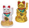 Lot de 2 Chats Qui saluent - Chat Japonais Porte-Bonheur Qui salue - Porte-Bonheur Qui hoche la tête Bureau - Articles de Plaisanterie Amusants - Cadeau de départ collègue - Cadeau GNOME (Blanc & Or)