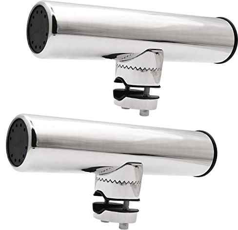 Geloo Stainless Steel Fishing Rod Holder Marine Fishing Rod Holders Clamp on Adjustable Rod Holder on Rails Mounting Stainless Steel Rail for Boat Yacht Rails7/8(22mm) to 1(26mm) (A)…