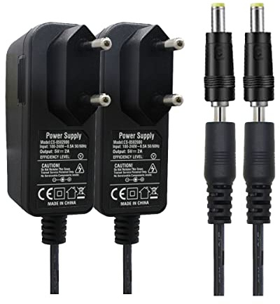 Security-01 2er Pack AC zu DC 5V 2A Netzteil Adapter, Stecker 3,5mm x 1,35mm mit 5.5mm x 2.1mm Stecker für Kamera