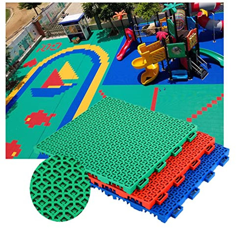 Sportboden Schulspielplatz-modulare Ineinander Greifende Bodenfliesen, rutschfeste Und Verschleißfeste Sportboden-Puzzlematte Mit Ablauflöchern (Color : Green, Size : 1PCS)