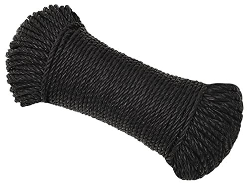 Tidyard Arbeitsseil, Polypropylenseil, Bootsseil, Festmacher, Faserseile, Flechtleine, Seile, Schwarz 3 mm 250 m Polypropylen