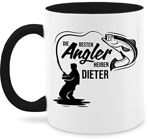 Tasse Tassen 325ml - Die besten Angler heißen Name I Geschenk Angler I Vatertagsgeschenk Angeln I Angelzubehör personalisiert I Angelgeschenkideen I Angel Geschenk für Männer I Fischer - 325 ml