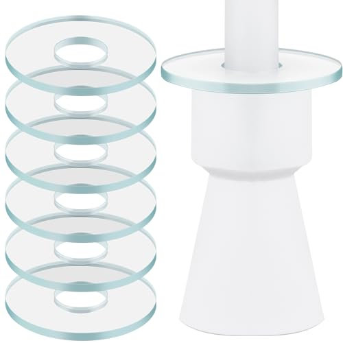 Zonon 6 Stück Weihnachten Glas Tropfenfänger für Kerzen 23 mm Innendurchmesser Tropfschutz für Spitzkerzen und Kommunionkerze Klarer Kerzenring Transparente Kerzenmanschetten