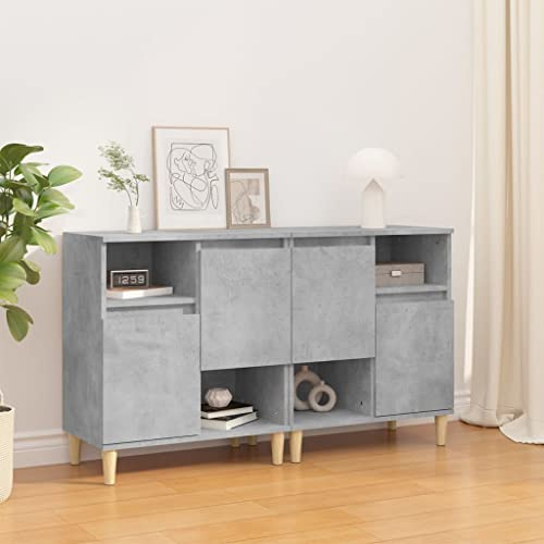 Higsose Credenza 60x35x70cm Grigio Cemento,Legno Ingegnerizzato,Legno Massello Di Eucalipto,Elegante Armadietto Armadio Da Esterno Metallo Mobile Cucina Credenza Soggiorno Moderno