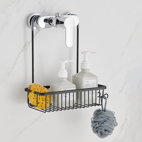 ZHUGE Duschablage Zum Hängen, Duschablage Ohne Bohren, Duschregal Zum Hängen Shampoo Halterung Dusche Duschkorb Zum Hängen Duschhalterung für Badezimmer Aufhängen, 29 x 12 x 37cm, Schwarz