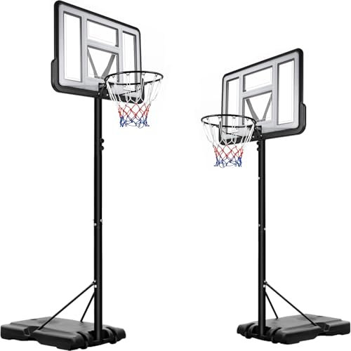 Canestro da Basket Portatile per Adulti, Canestro Basket Regolabile in Altezza 230-305 cm con Ruote Tabellone Infrangibile e Retina Durevole, Adatto a Interno Esterno