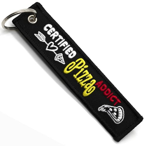 Porte Clef Moto - Cadeau pour Motard Porte-cle moto en Tissu CERTIFIED PIZZA ADDICT, Accessoires pour Moto - Porte-clés Originaux - Cadeaux Originaux pour Motards