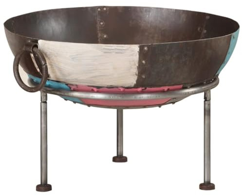 vidaXL Brasero, Chimenea con Patas Asas Cuenco de Fuego, Estufa Portátil de Camping, Barbacoa para Jardín Patio, Hierro 55X55X38 cm