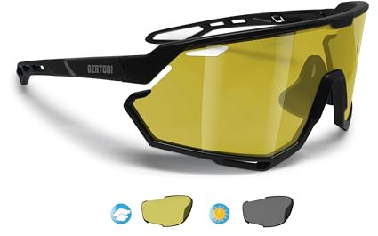 BERTONI Radfahren MTB Lauf Sportbrille für Männer Frauen in TR90 Antibeschlag Weitwinkelobjektiv mod. ALPHA