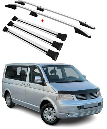 Dachreling + Dachträger für VW Transporter T5 2003-2015 L1 Kurzer Alu Silber 5X