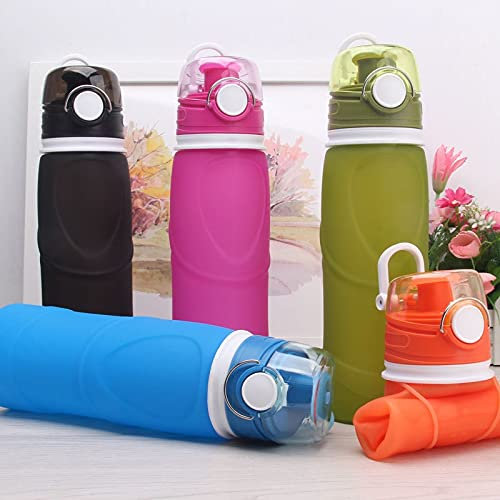 QTANZIQI Bouteille d'eau Pliable en Silicone de 750 ML, Bouilloire Pliante en Silicone, Bouteille d'eau de Sport en Plein air, Camping, Voyage, Course à Pied (Capacity : 0.75L, Color : Pink)
