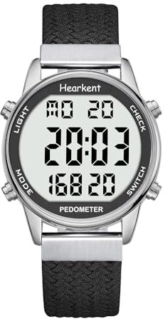 Hearkent Pedometer Watch for Women, Step Tracker with Calories Counter, Non Bluetooth Pedometer Watch, 30M Waterproof, LCD Large Number Display Wrist Watch for Walking and Daily Activity