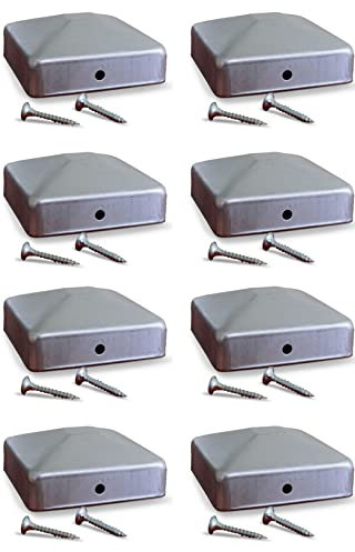 Fence Post Caps 3 x 3 Inch,Fence Post Toppers, Metal Fence Post Top Cap, Galvanised Steel Pyramid - Pack of 8