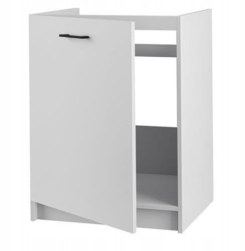 Spülenschrank für die Küche unter der Spüle mit Arbeitsplatte - 60 cm Breite - einfach zu montieren - mit Platz für Griffe - hohe Qualität -ideal für kleine Küchen (Weiß Matt)