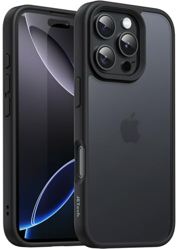 JETech Matte Hülle für iPhone 16 Pro Max, Schwarz | Robuster Schutz, Matte Rückseite, Anti-Fingerabdruck, Stoßfestes Design