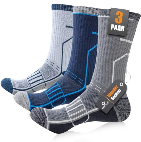 Circorld Calze Trekking Anti-Vescica Uomo Donna - 3 Paia Sportive in Cotone e Spugna per Running, Ciclismo e Lavoro