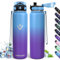 Gourde Inox, 1L sans BPA, Gourde Isotherme, Étanche Isolation à Double Paroi, Gourde Isotherme Inox, Bouteille d'eau, Acier Inoxydable 18/8, Bouteille Isotherme pour Randonnée, Course, Yoga, Ciclismo