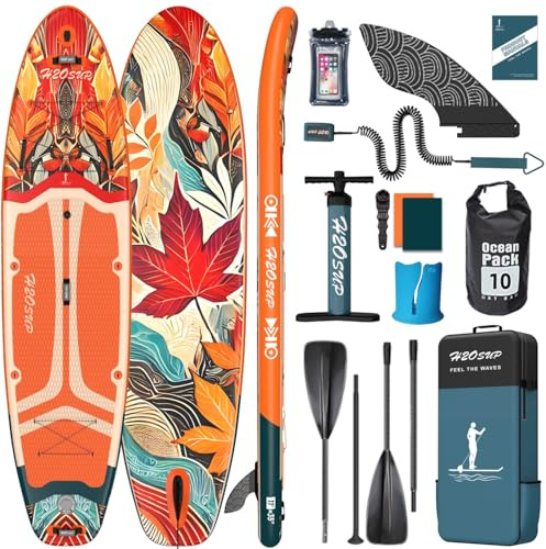 H2OSUP Tavola Sup Gonfiabile - Stand Up Paddle con Accessori Premium, Superstabilità Sup Gonfiabile, Paddle Boards Adulti con Capacità di 200KG per 3 Persone