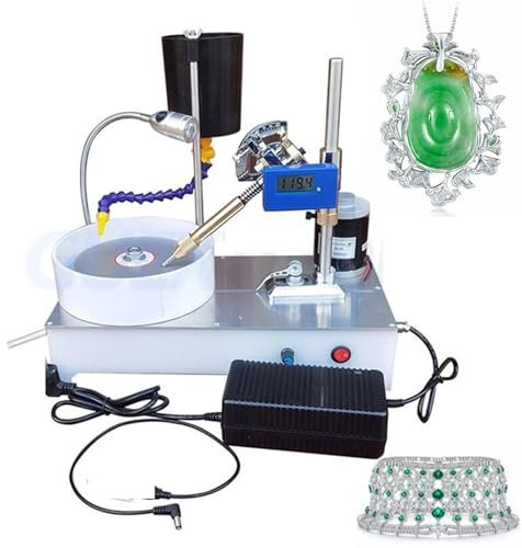 Smerigliatrice per gemme da tavolo da 120 W, macchina per lucidatura e rettifica di giada da banco regolabile da 2800 giri/min, con disco di lucidatura da 6 pollici e manipolatore con display digitale