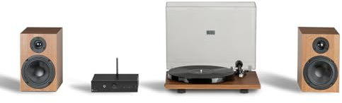 Pro-Ject Stereo Set E1, Analogue HiFi System, All-In-One Hi-Fi Set including E1 Turntable, Stereo Box E Integrated Amplifier, and Speaker Box 5E Speakers (Walnut)