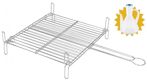 HR Hogar - Parrilla para Barbacoa de Acero Zincado Doble, 45x45 cm - Fabricado en Europa - Regalo Aceitera - Fácil Limpieza, Resistente y Duradera
