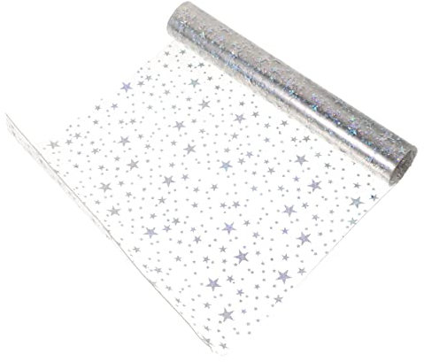 HOMSFOU Glitzernde PVC Folie Mit Sternen 20x120cm Selbstgemacht Bastelfilm Transparent Vielseitig Für Taschen Schuhe Nähen Bastelprojekte