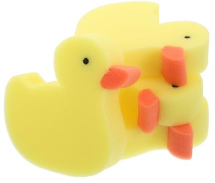 Kinderbadeschwamm in Entenform 4 Stück-pack aus Schwamm, Gelb | Schwamm Körper, Weiche Schwämme zum Baden, Badeschwämme für Dusche