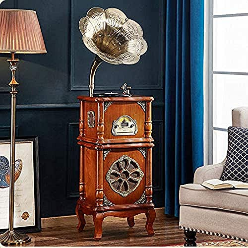 Gramophone, Vinyl Record Player Retro Style Big Horn Antique Wooden Gramophone with Table Stand Vinyl Playback CD Playback Wireless Bluetooth kxtmm