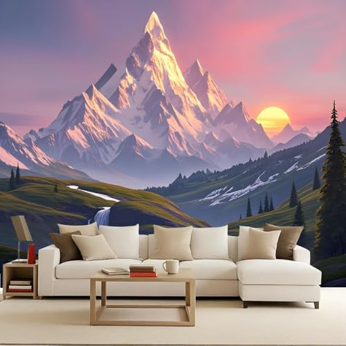 Carta da Parati in Tessuto Non Tessuto 250x175 cm 3D Prateria Fiume Foresta Cascata Murale Moderna Fotografica Wallpaper Opaco Impermeabile Per Soggiorno Camera Letto Sala Ufficio Decorazione