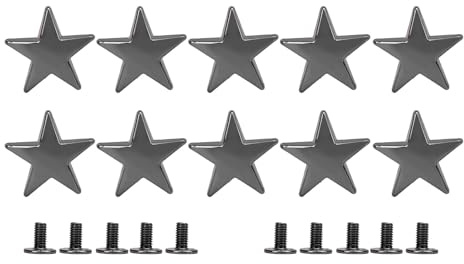 Remaches de estrella de metal Altaje de zinc brillante de 20 mm Tornillos de ropa Cañas de ropa 10 PCS (Negro plateado)