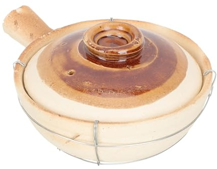 JECOMPRIS Cocotte Terre Cuite à Poignée Unique pour Cuisine Maison Marmite Argile Traditionnelle pour Cuisson Lente Riz Soupe et Ragoût