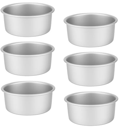 Auddemg Lot de 6 Moules à mini-gâteau ronds Ø 10 cm, moules à pâtisserie professionnelles en aluminium anodisé avec fond amovible, argenté