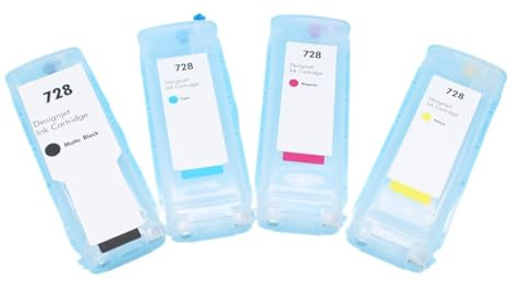 Compatible for HP, Cartouches d'encre Rechargeables 4 Couleurs 300ML 728 T730 avec puces for DesignJet T730 T830
