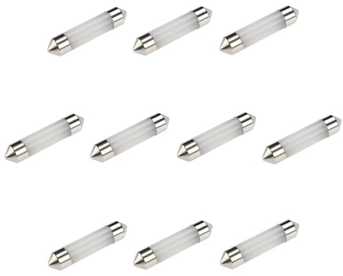LED 12V Soffitten 43 mm Cob Röhre milchig Innenraum PKW Lampe Auto Ersatz Beleuchtung warmweiß kaltweiß weiß (warmweiß, 10 Stück)