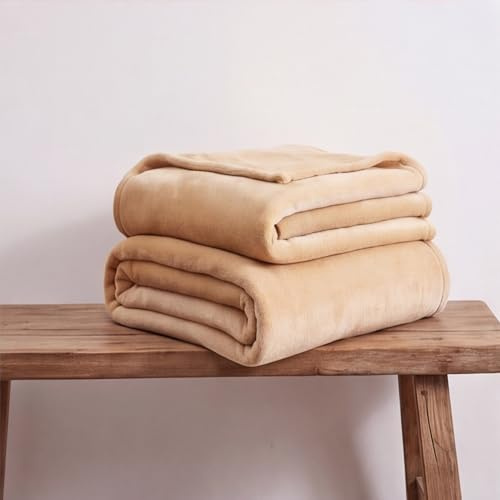 YXRS Sofföverkast 120 x 210 cm mjuk & tvättbar gosig filt fleecefilt lämplig för alla årstider för soffa/soffa och överkast, kamel