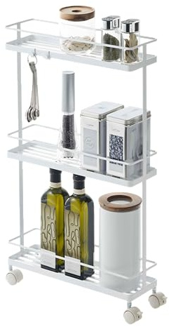 YAMAZAKI 7151 Tower Storage Cart, White, Steel, 38 x 12 x 66 cm
