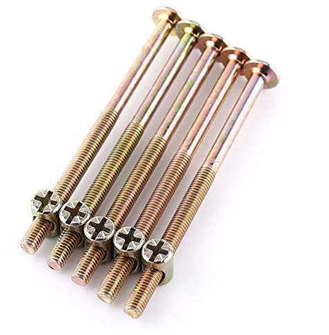 Bulloni per mobili M6, da 40/60/80/90/100 mm, in acciaio al carbonio zincato, con dadi, tasselli, connettori, confezione da 10 pezzi, TRTA000717