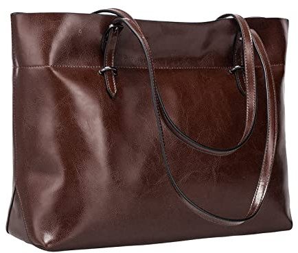 S-ZONE Damen Handtasche Rindspalt Leder Schultertasche Umhängetasche Große Shopper Tote Beutel