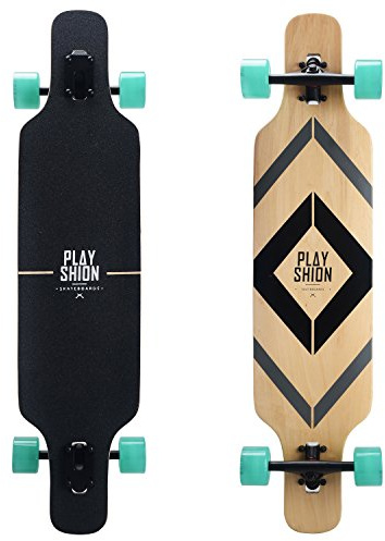Playshion Longboard - 39 tum, skateboard med kullager ABEC-11, Drop Through